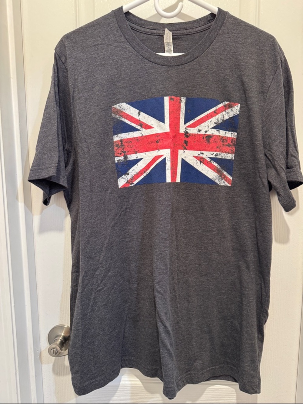 Bella Canvas Charcoal Tee with Distressed Union Jack Print